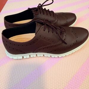 Cole Haan Dark Brown Oxfords with White Soles